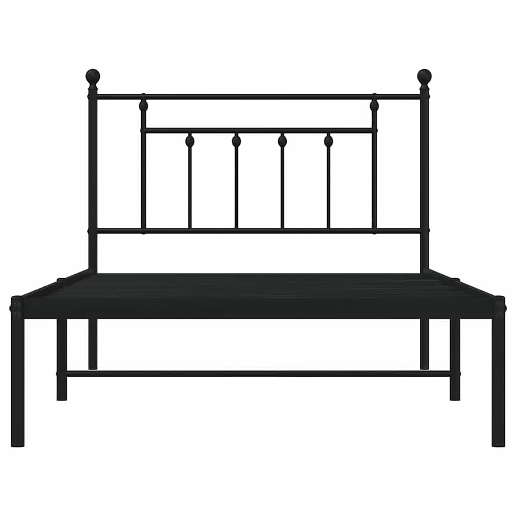 vidaXL Metal Bed Frame without Mattress with Headboard Black 100x200cm 6