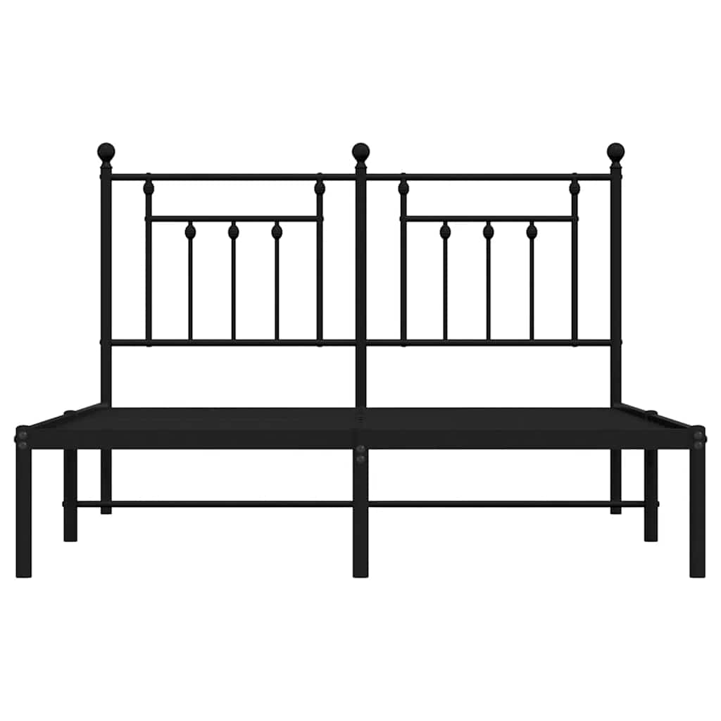 vidaXL Metal Bed Frame without Mattress with Headboard Black 140x190cm 6