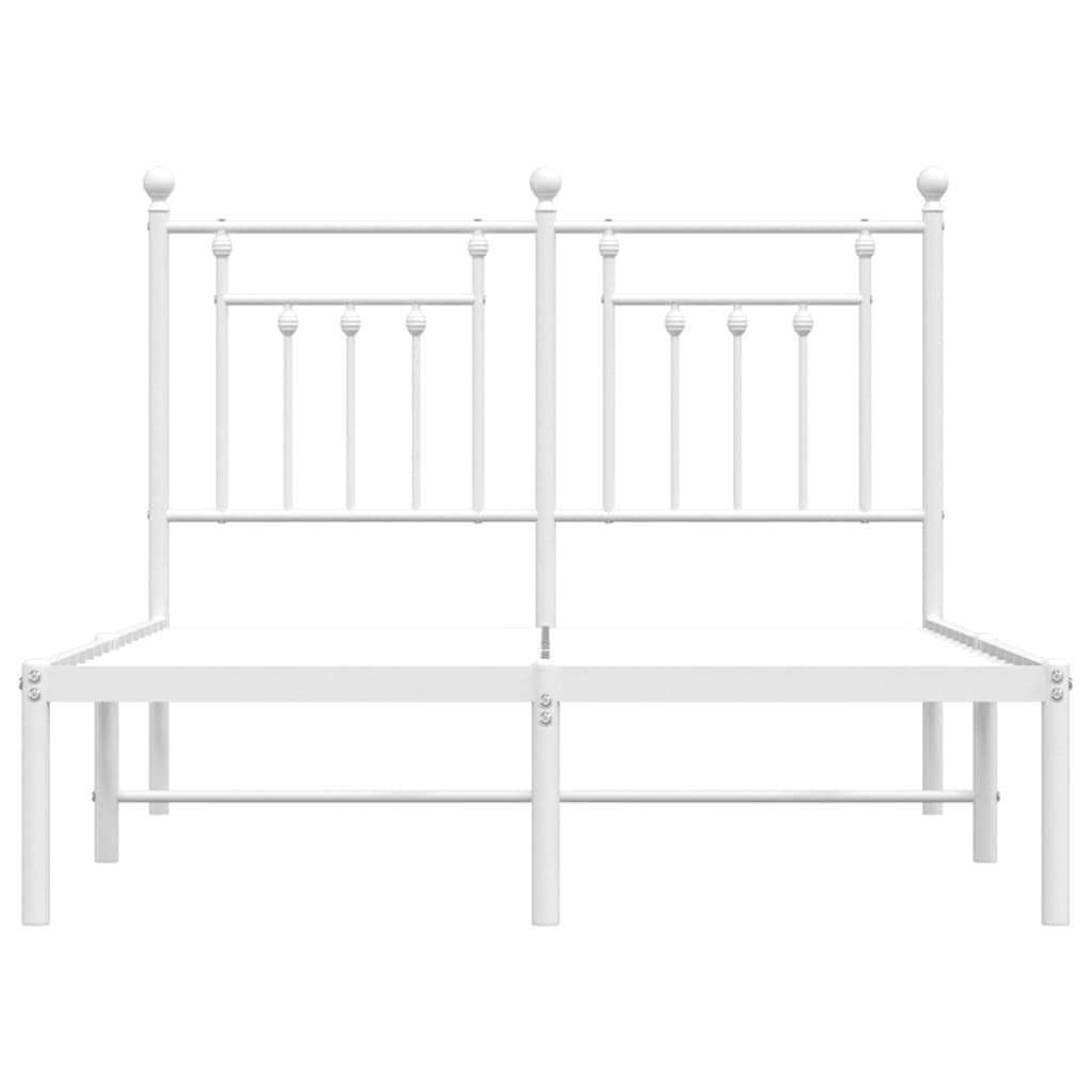 vidaXL Metal Bed Frame without Mattress with Headboard White 120x200cm 6