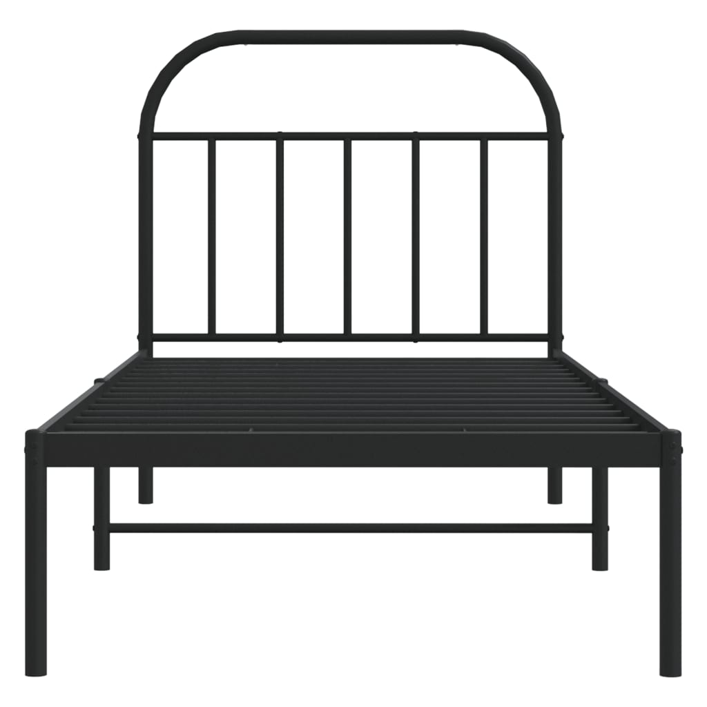 vidaXL Metal Bed Frame without Mattress with Headboard Black 90x190cm 6