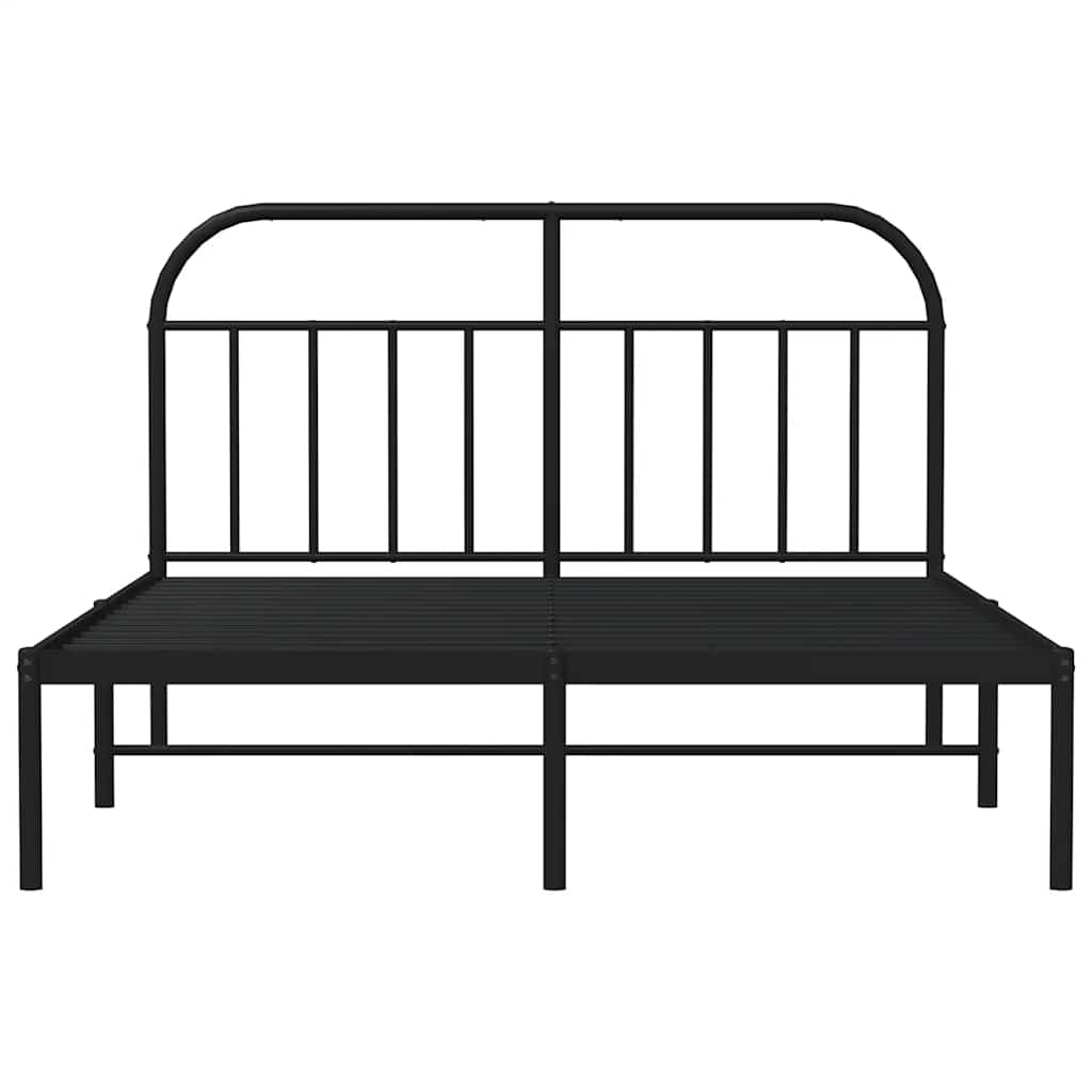 vidaXL Metal Bed Frame without Mattress with Headboard Black 140x190cm 6