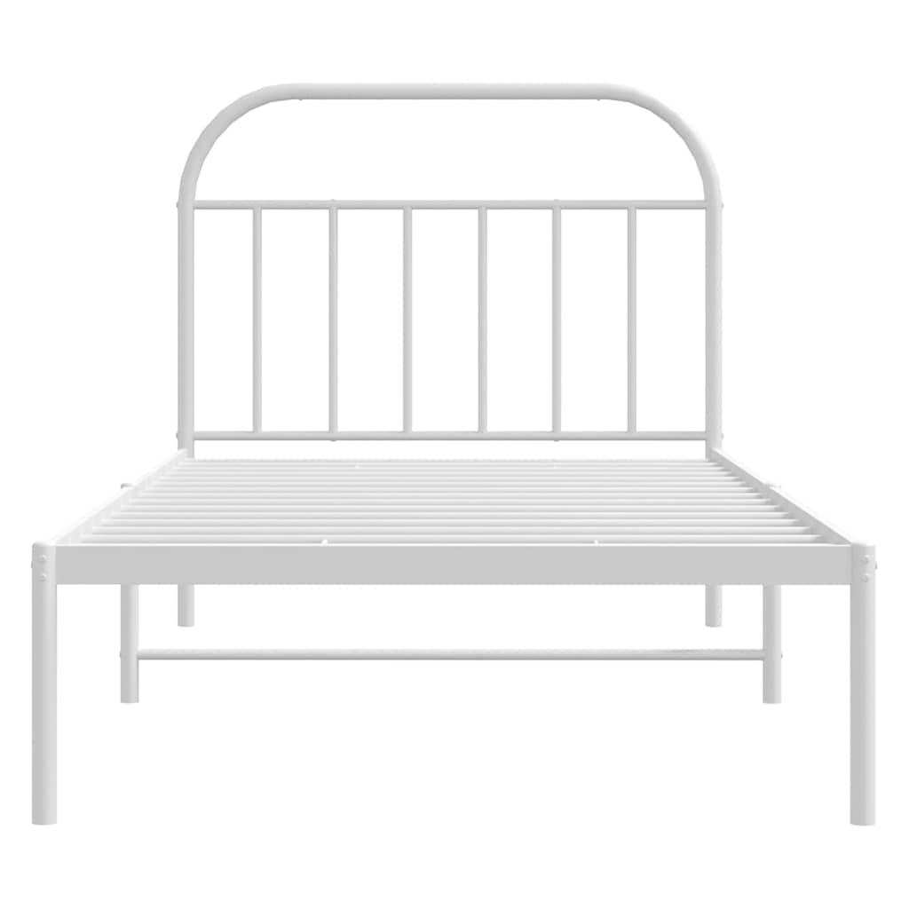 vidaXL Metal Bed Frame without Mattress with Headboard White 100x200cm 6