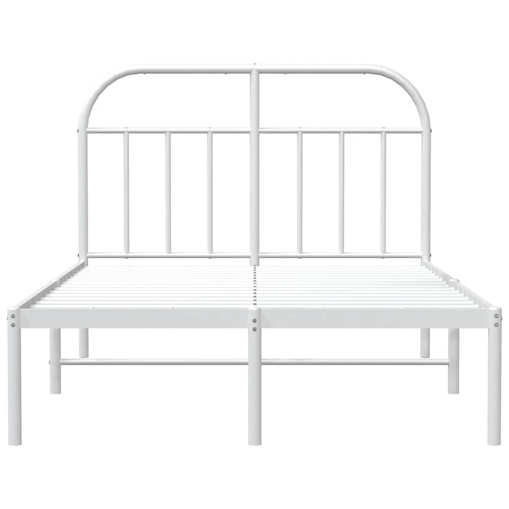 vidaXL Metal Bed Frame without Mattress with Headboard White 120x200cm 6