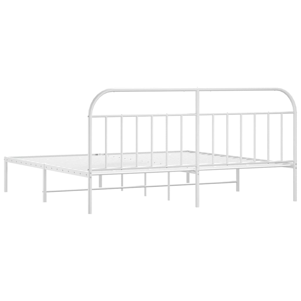 vidaXL Metal Bed Frame without Mattress with Headboard White 200x200cm 6