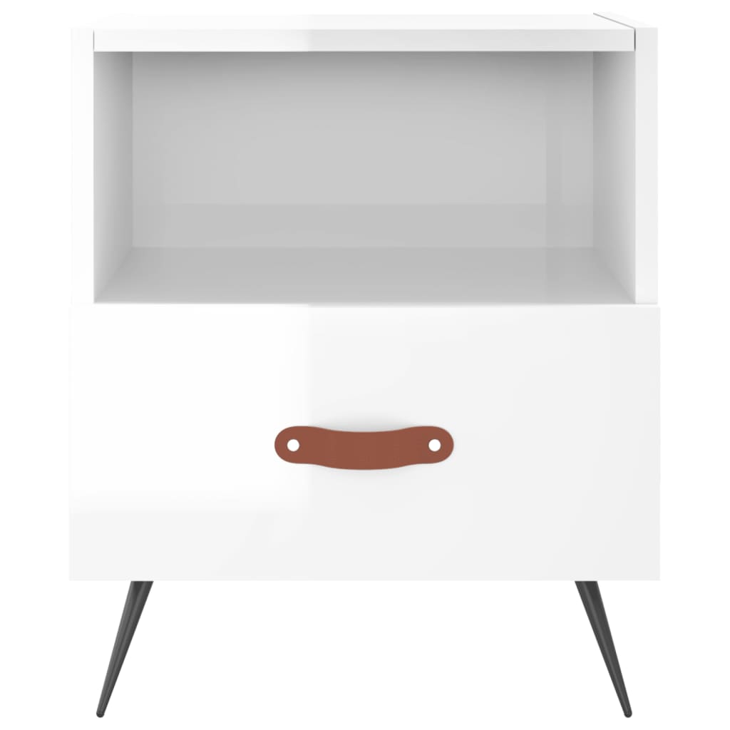 vidaXL Bedside Cabinets 2 pcs High Gloss White 40x35x47.5 cm Engineered Wood 6