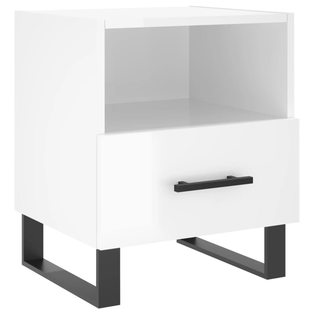 vidaXL Bedside Cabinets 2 pcs High Gloss White 40x35x47.5 cm Engineered Wood 6