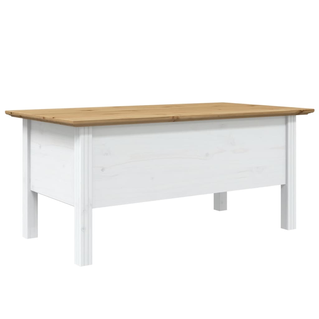 vidaXL Coffee Table BODO White and Brown 100x55x45 cm Solid Wood Pine 6