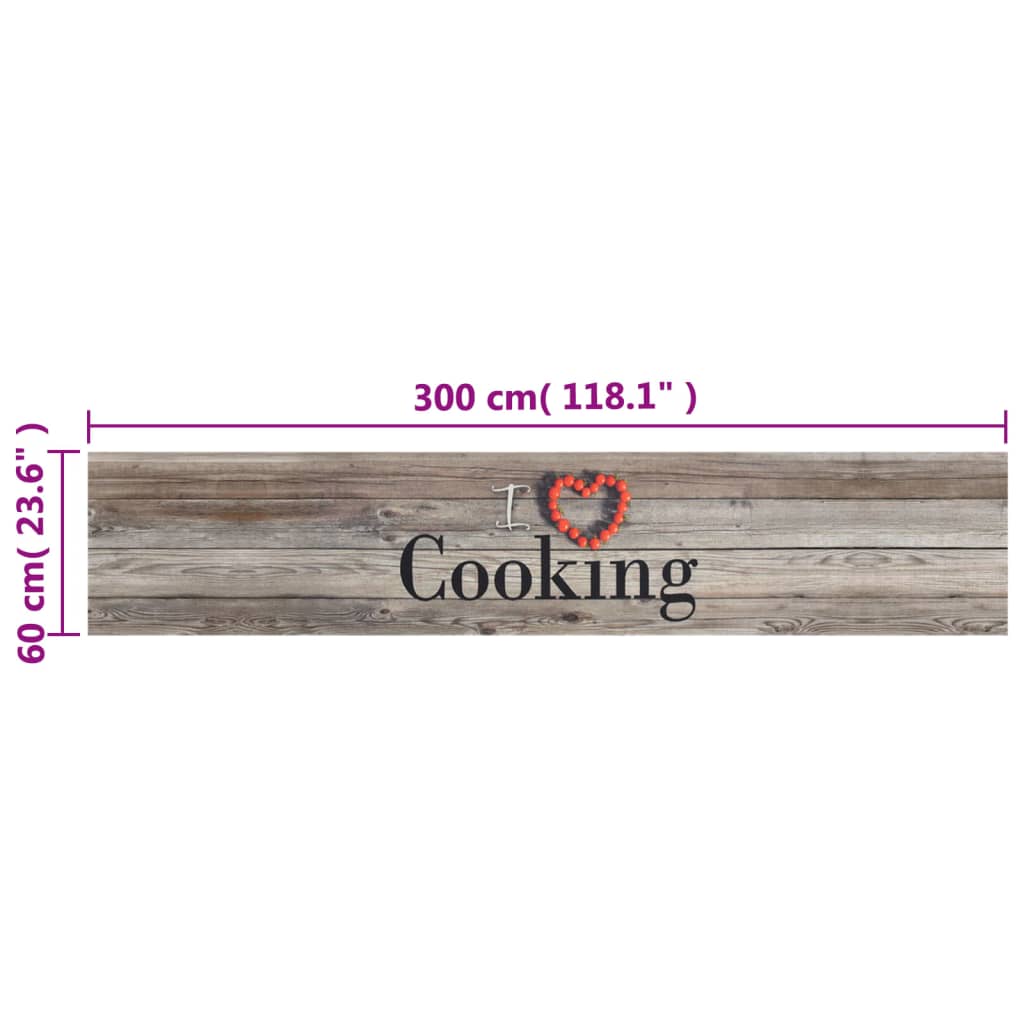 vidaXL Kitchen Rug Washable Cooking Grey 60x300 cm Velvet 5