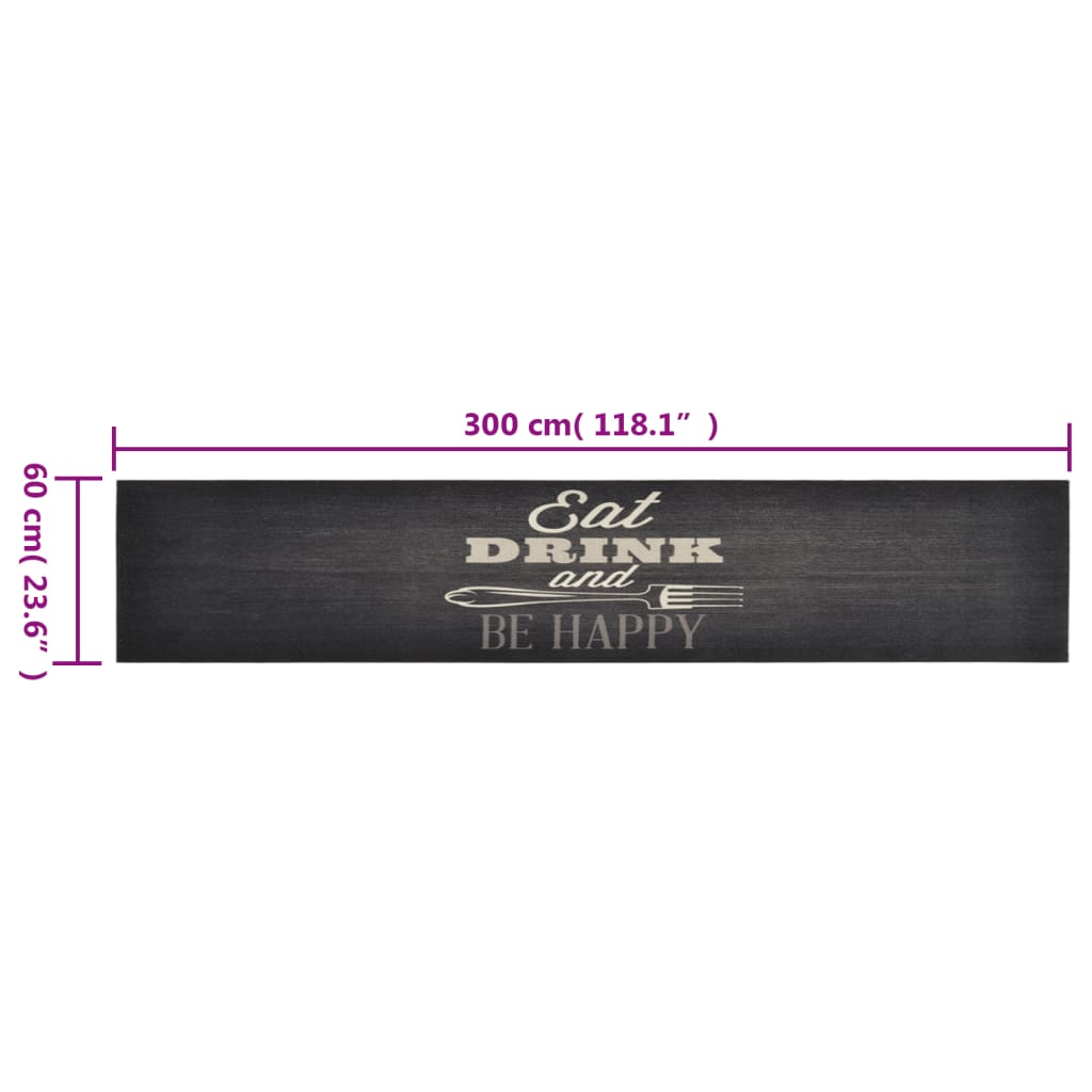 vidaXL Kitchen Rug Washable Kitchen Black 60x300 cm Velvet 5