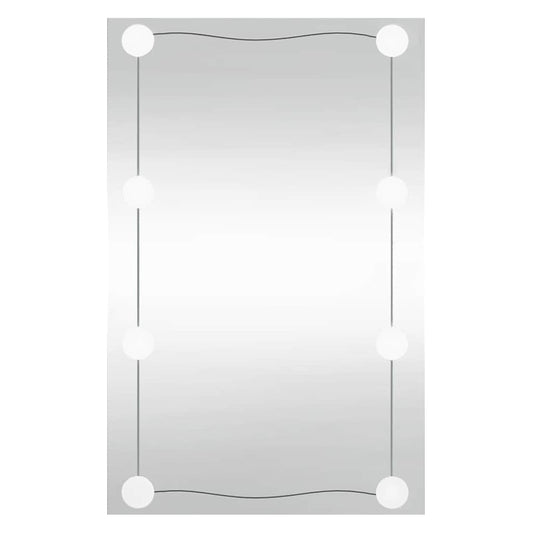 vidaXL Wall Mirror with LED Lights 50x80 cm Glass Rectangle 2