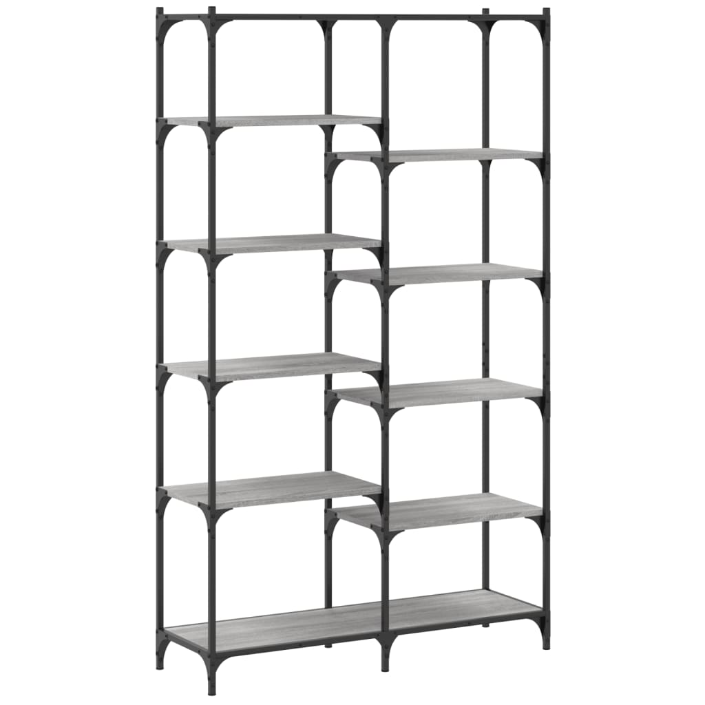 vidaXL Bookshelf Grey Sonoma 100x32x170 cm Engineered Wood and Iron 6
