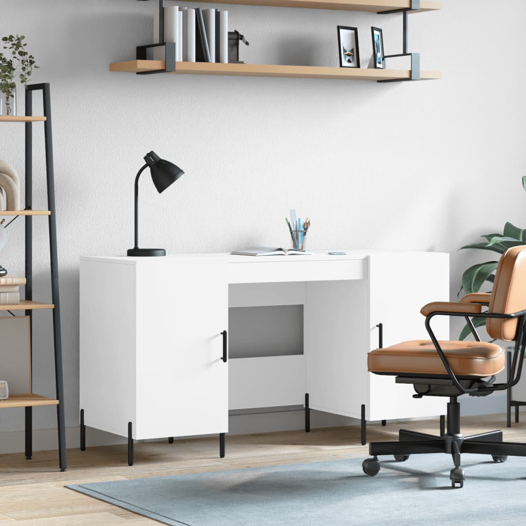 Desk 140x50x75 cm Engineered Wood White
