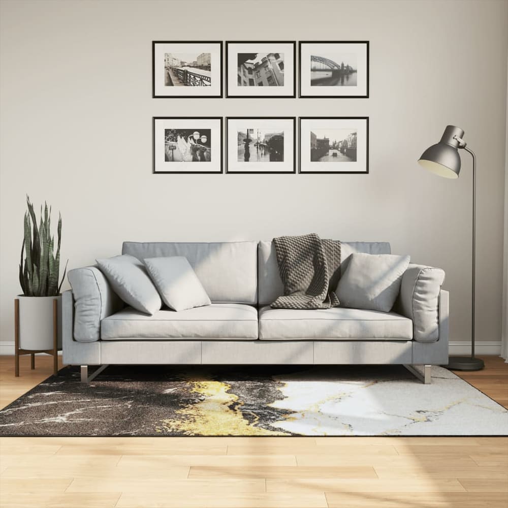 vidaXL Rug Washable Multicolour Gold and White