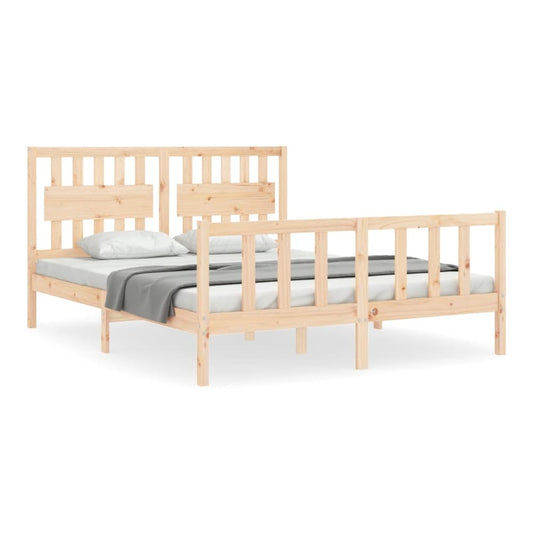 Bed Frame without Mattress Solid Wood Pine Length 200 cm Natural 160 cm