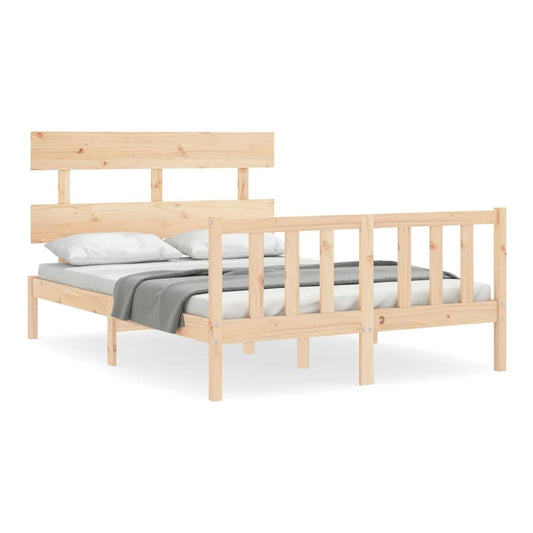 Bed Frame without Mattress Solid Wood Pine with Headboard & Footboard Length 200 cm Natural 140 cm
