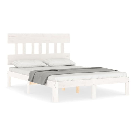 Bed Frame without Mattress Solid Wood Pine with Headboard Length 190 cm White 120 cm