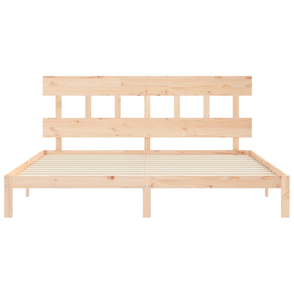 Bed Frame without Mattress Solid Wood Pine with Headboard Length 200 cm Natural 200 cm