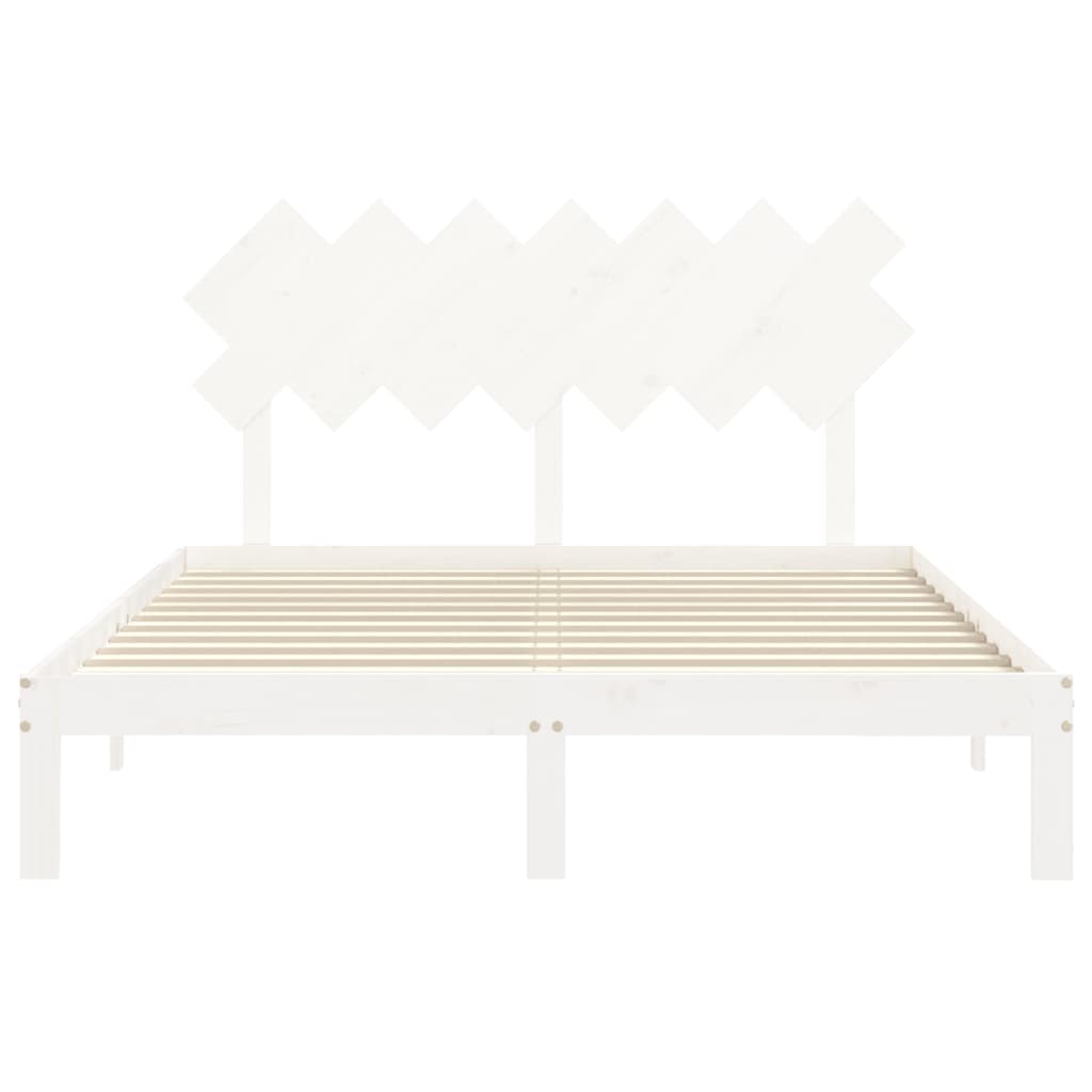 Bed Frame without Mattress Solid Wood Pine Length White