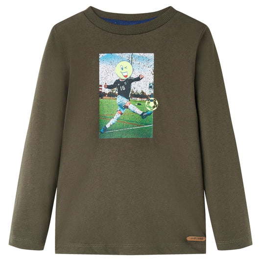 Kids' T-shirt with Long Sleeves 92 Khaki 104 (3-4y)