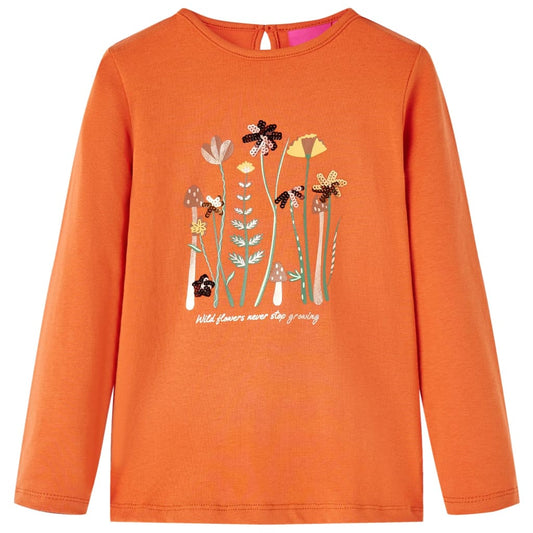 Kids' T-shirt with Long Sleeves Old 92 Orange 116 (5-6y)