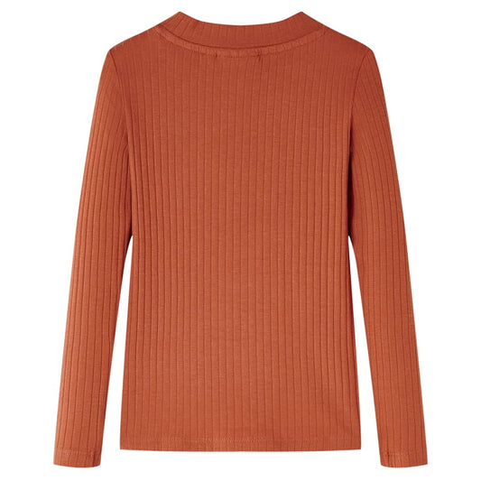 Kids' T-shirt with Long Sleeves 116 116 (5-6y) Cognac