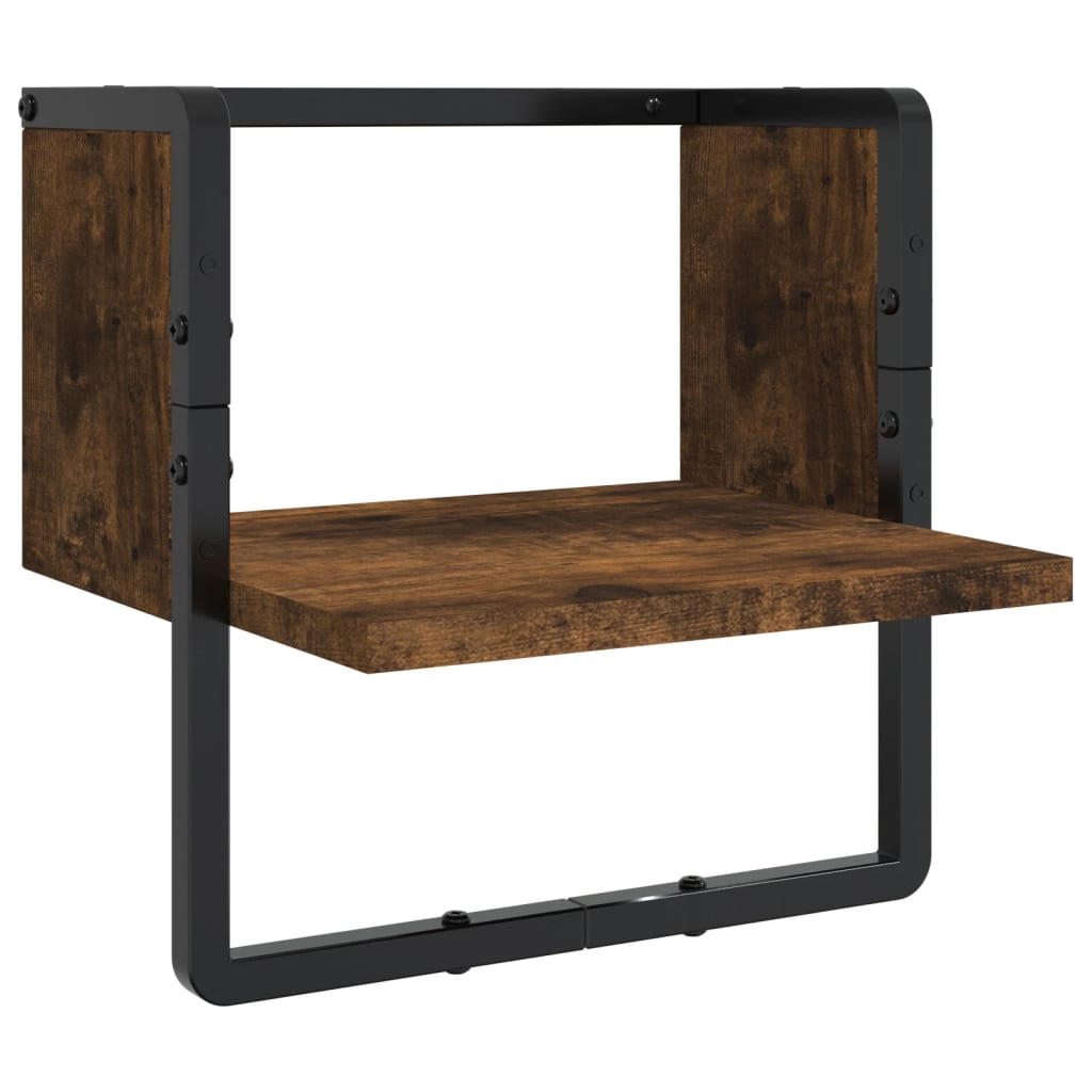 vidaXL 4 Piece Wall Shelf Set with Bars Smoked Oak Engineered Wood 6