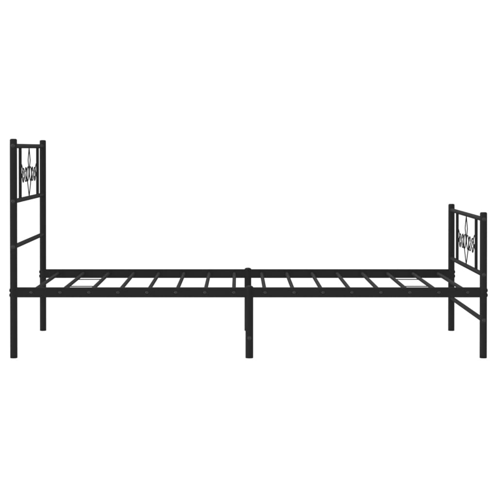 vidaXL Metal Bed Frame without Mattress with Footboard Black 90x190cm 6