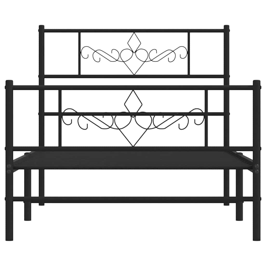 vidaXL Metal Bed Frame without Mattress with Footboard Black 100x200cm 6