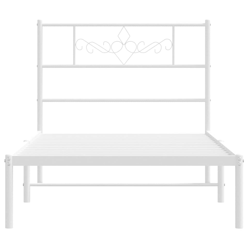 vidaXL Bed Frame | White | Powder-Coated Steel | Single | Metal Bed Frame 6