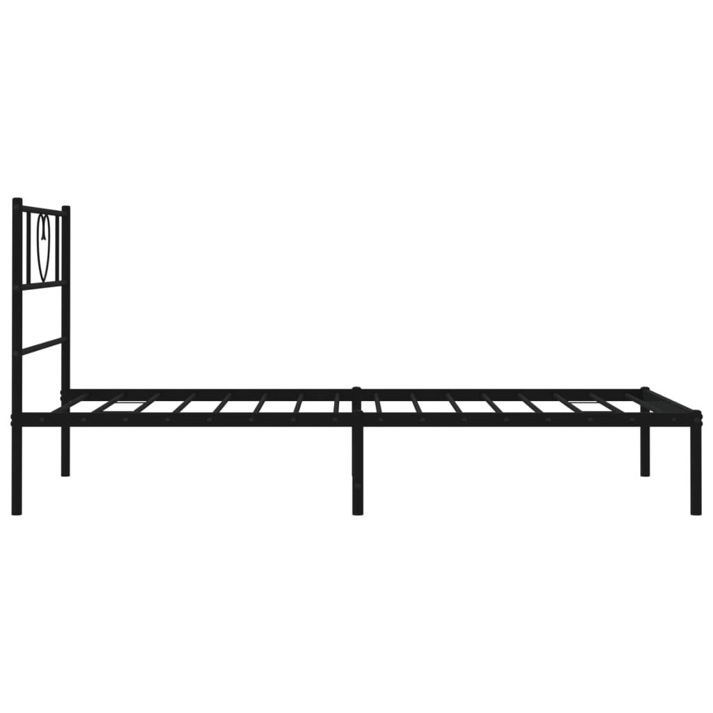 vidaXL Metal Bed Frame without Mattress with Headboard Black 80x200cm 6
