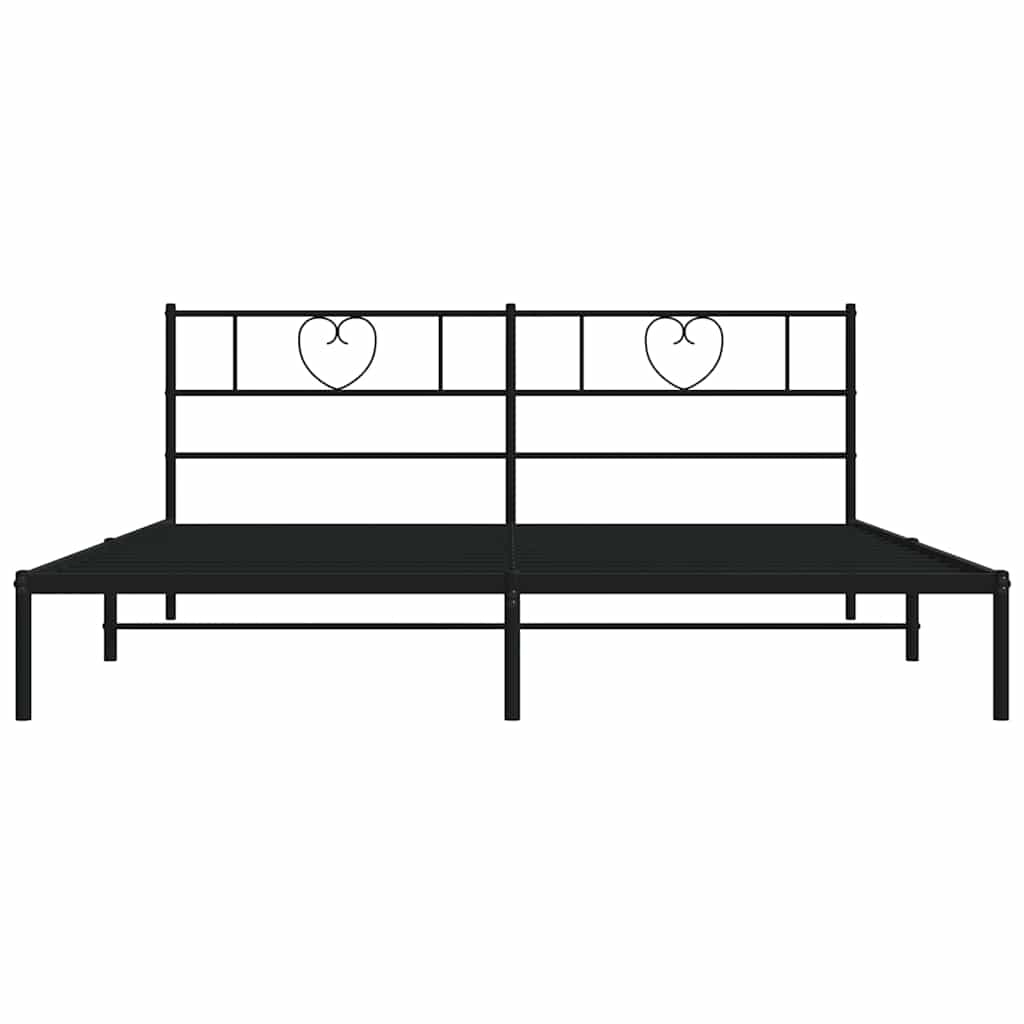 vidaXL Metal Bed Frame without Mattress with Headboard Black 193x203cm 6
