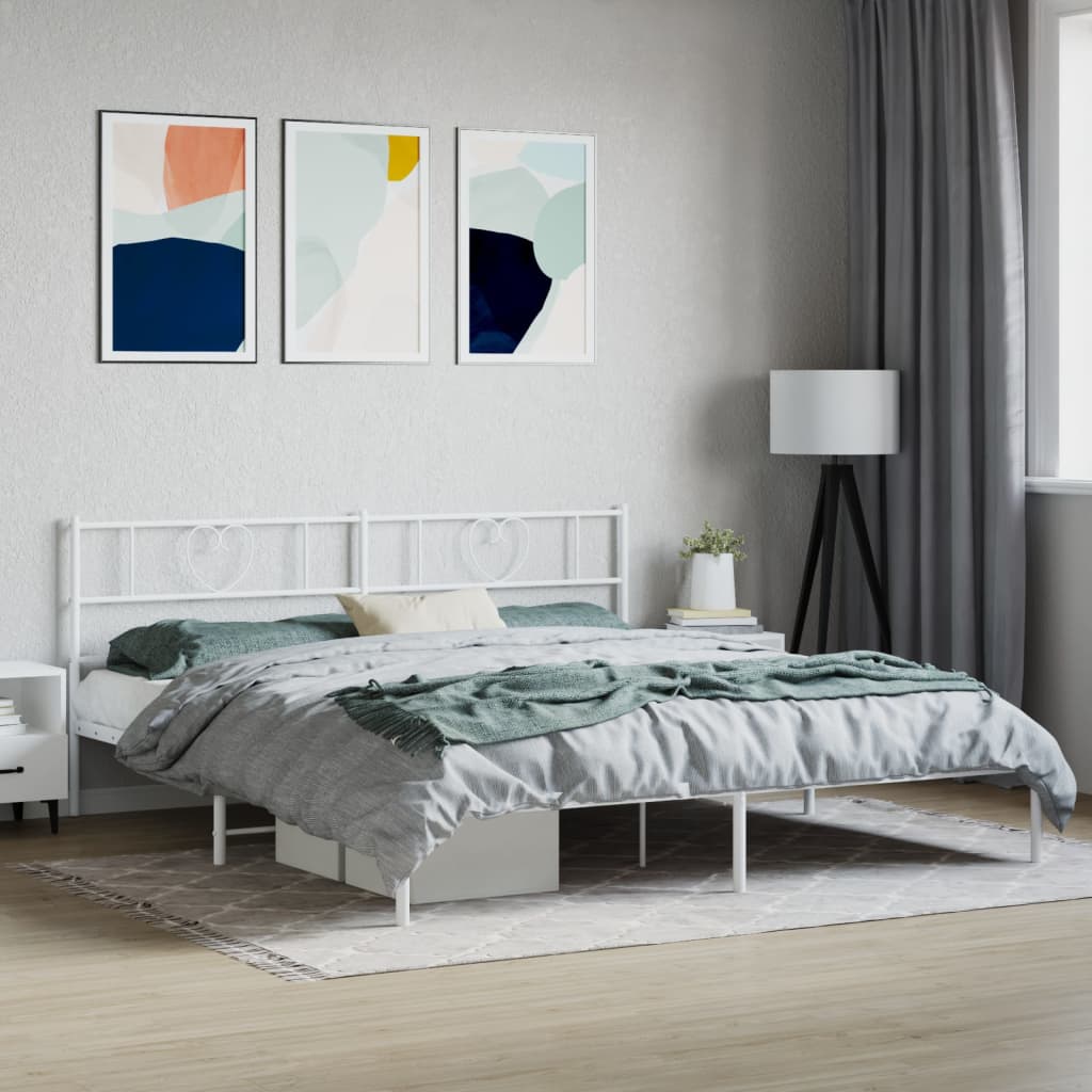 vidaXL Metal Bed Frame without Mattress With headboard White