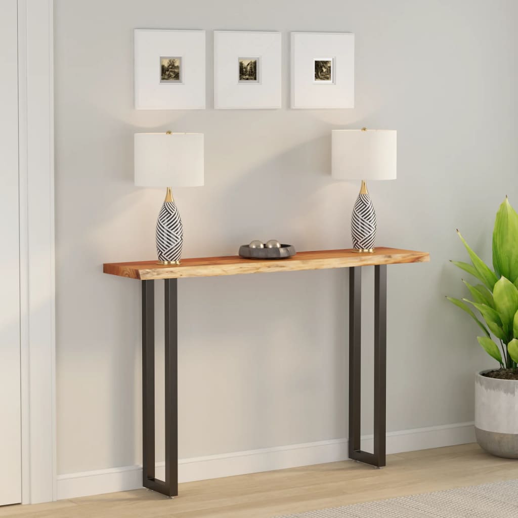 vidaXL Wall Shelf Rectangular Solid Wood Acacia Live Edge Natural Height 3.8 cm Solid Acacia Wood Depth 30 cm