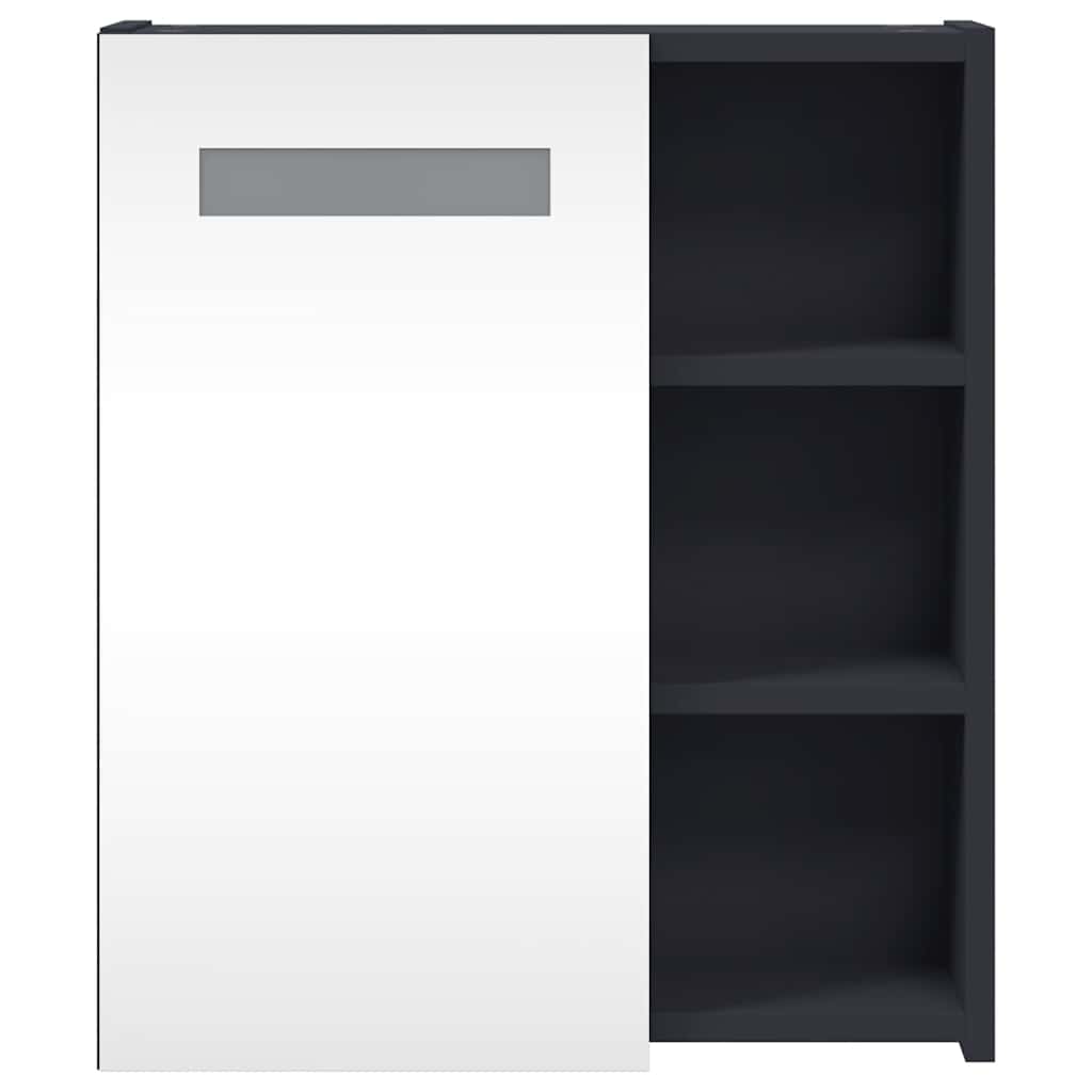 vidaXL Bathroom Mirror Cabinet with LED Light Grey 45x13x52 cm 6