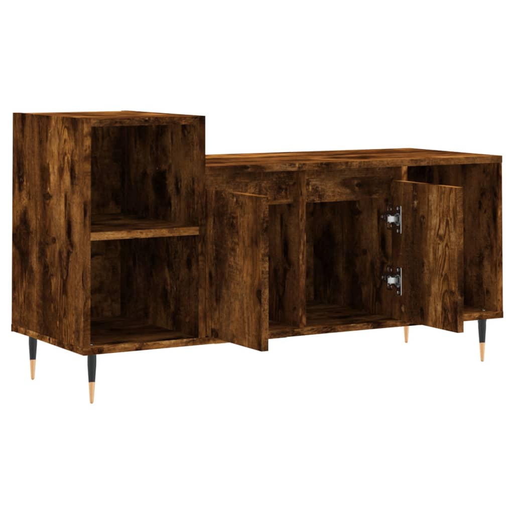 vidaXL TV Cabinet Smoked Oak 100x35x55 cm Engineered Wood 6
