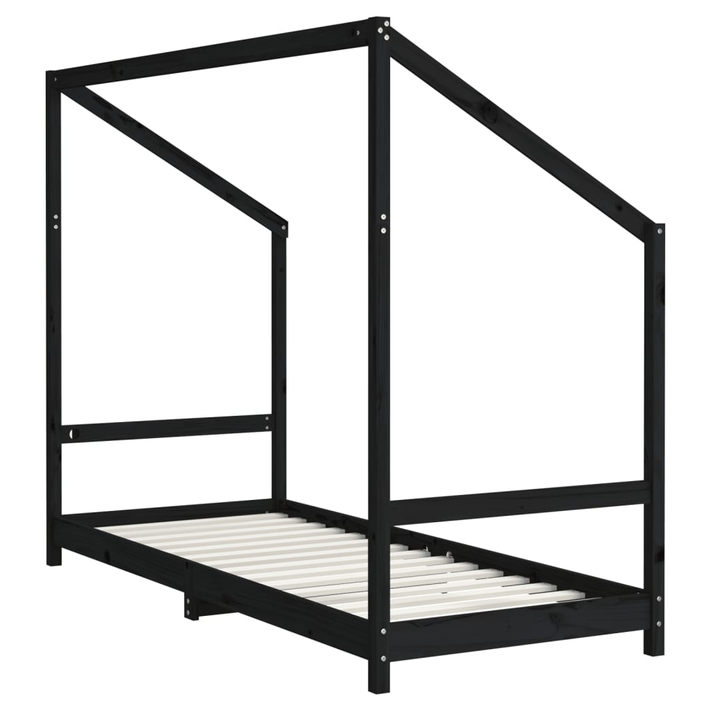 vidaXL Kids Bed Frame Black 80x200 cm Solid Wood Pine 6