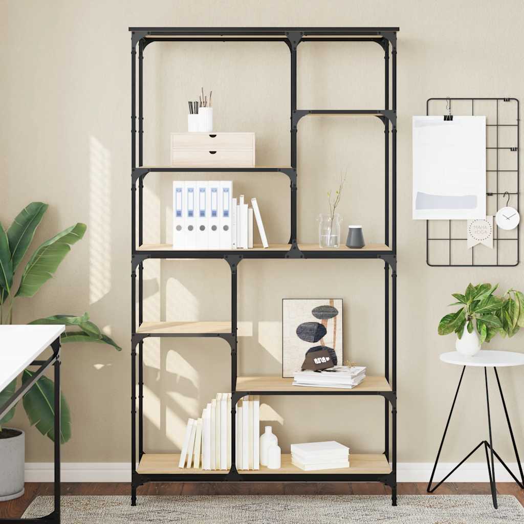 vidaXL Bookshelf 99x35.5x176 cm Engineered Wood and Steel