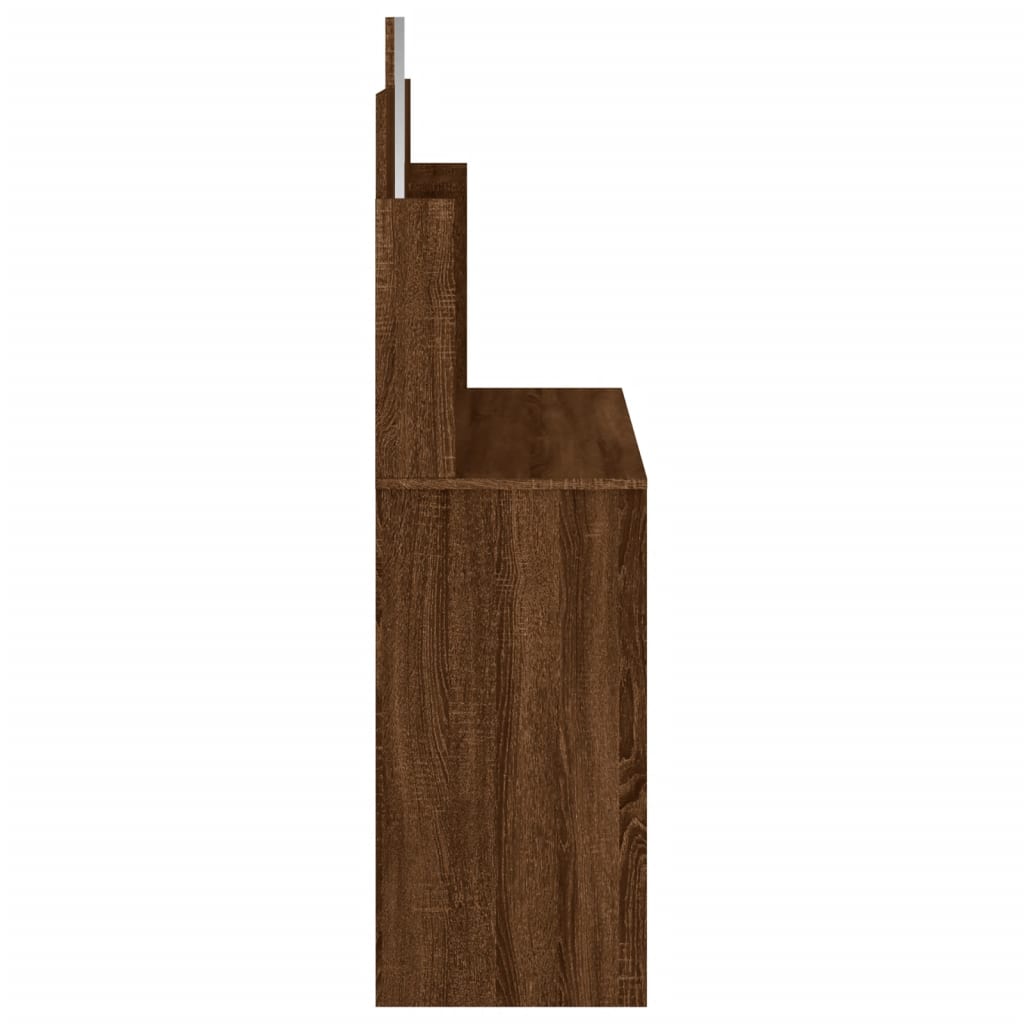 vidaXL Dressing Table with Mirror Brown Oak 96x39x142 cm 6
