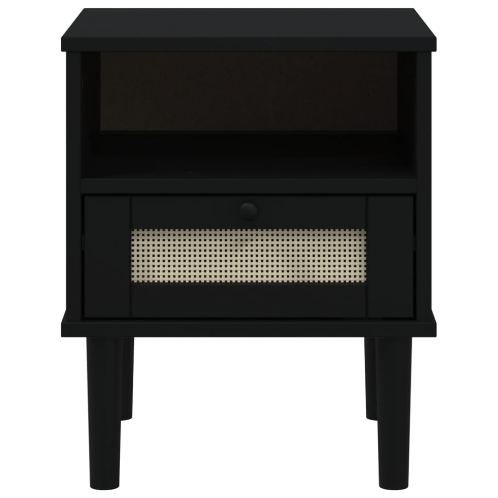 vidaXL Bedside Cabinet SENJA Rattan Look Black 40x35x48 cm Solid Wood Pine 6