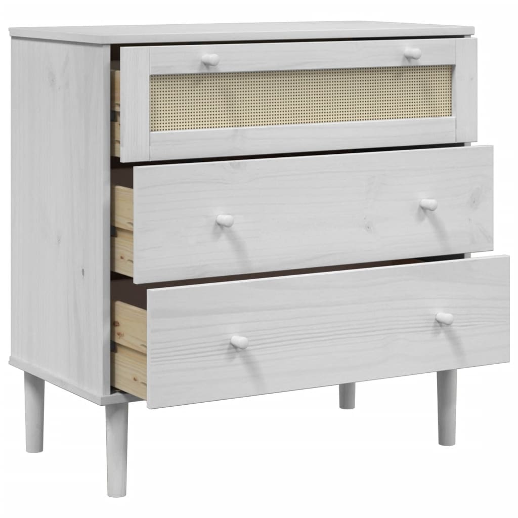 vidaXL Drawer Cabinet SENJA Rattan Look White 80x40x80 cm Solid Wood Pine 6