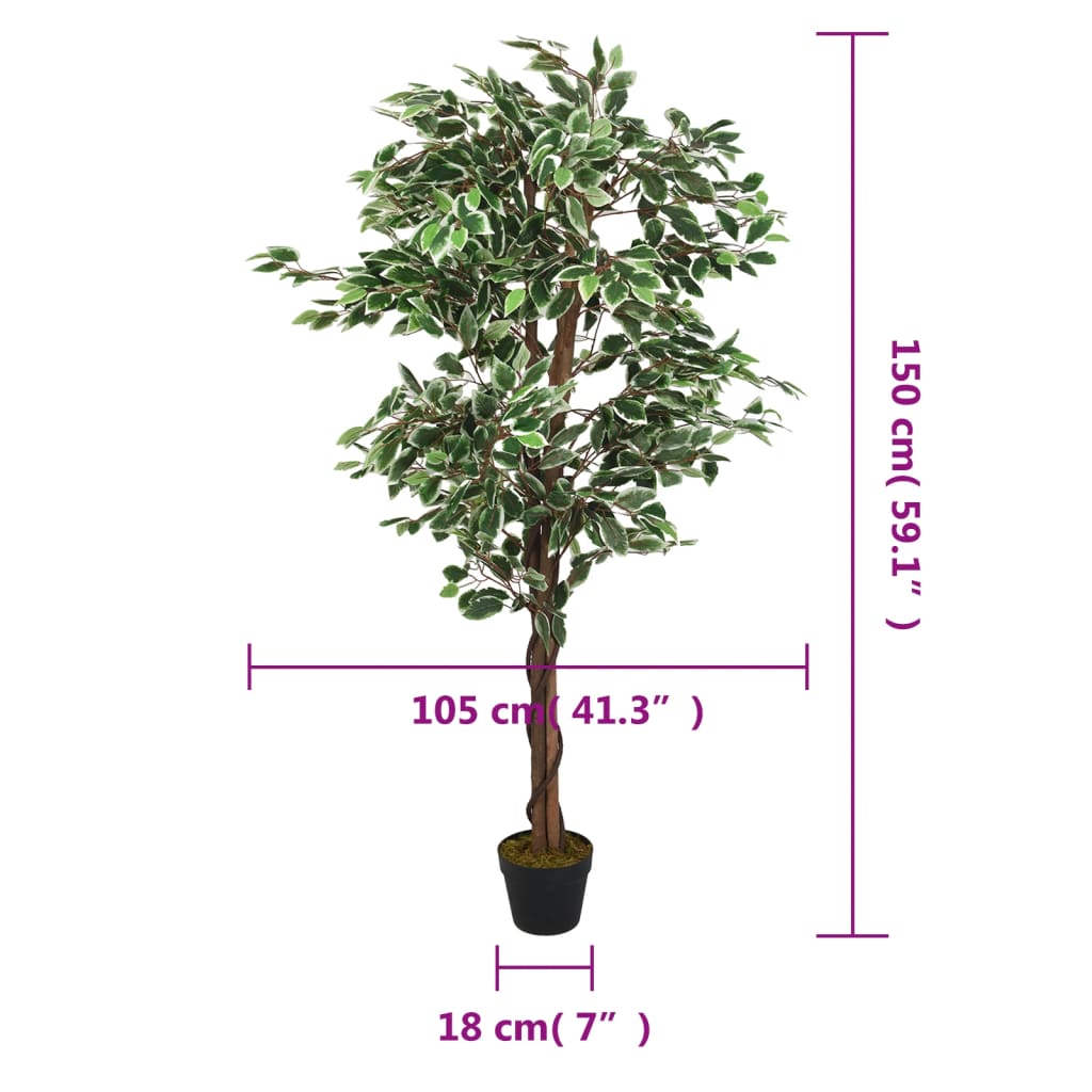 vidaXL Artificial Ficus Tree 756 Leaves 150 cm Green 5