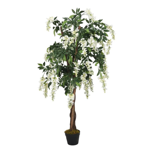 Artificial Wisteria Tree 840 Leaves Green and White 80 cm
