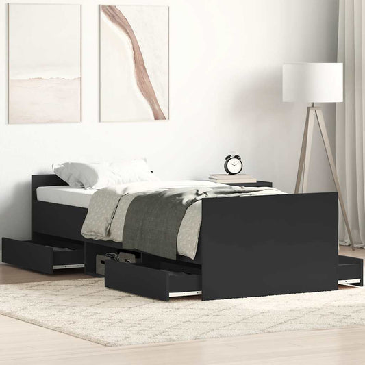 Bed Frame without Mattress 100x200 cm Black