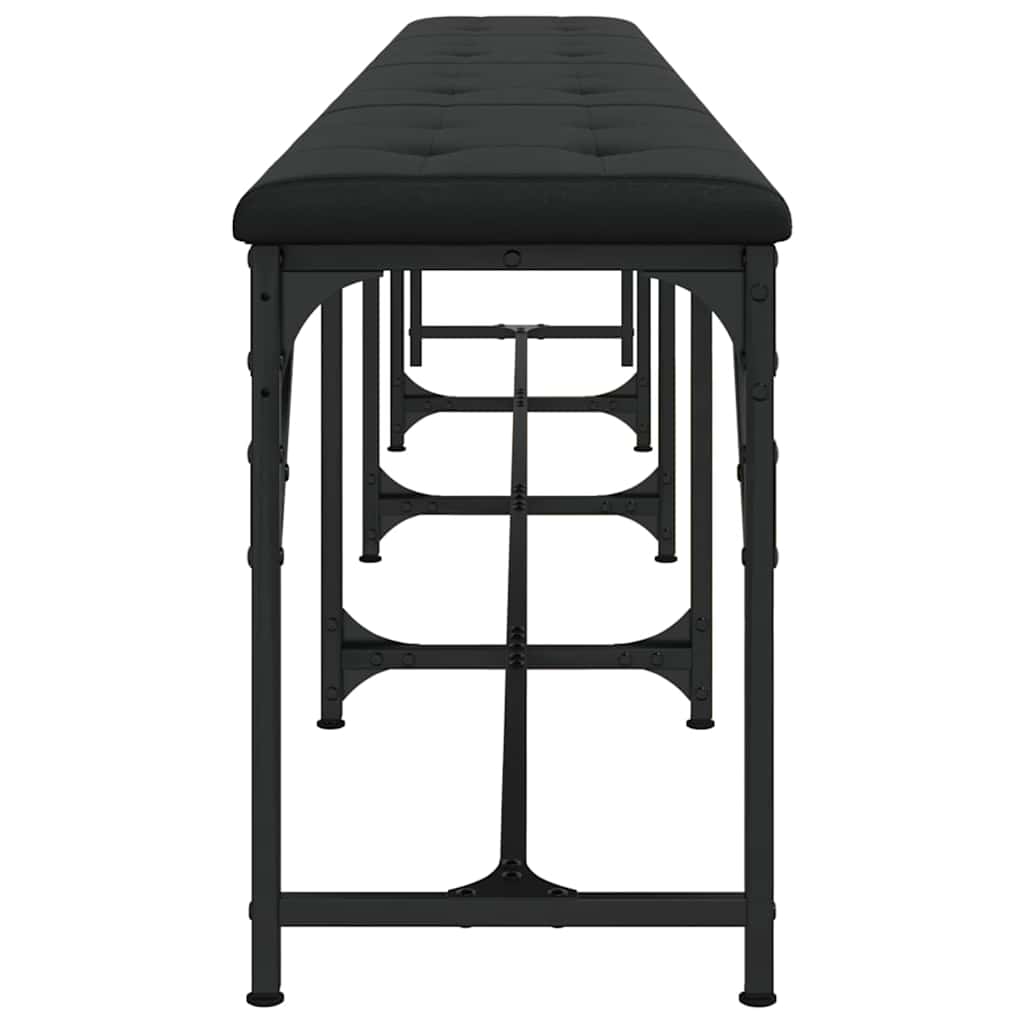 vidaXL Dining Bench Black 248x32x45 cm Steel and Faux Leather 6