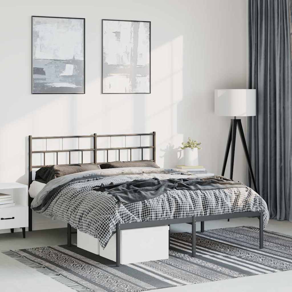 vidaXL Metal Bed Frame without Mattress With headboard Black