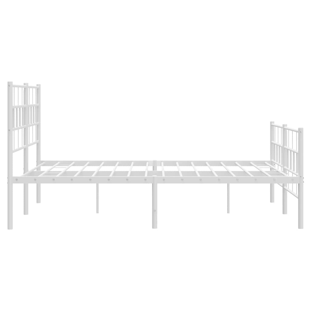 vidaXL Metal Bed Frame without Mattress with Footboard White 140x200cm 6