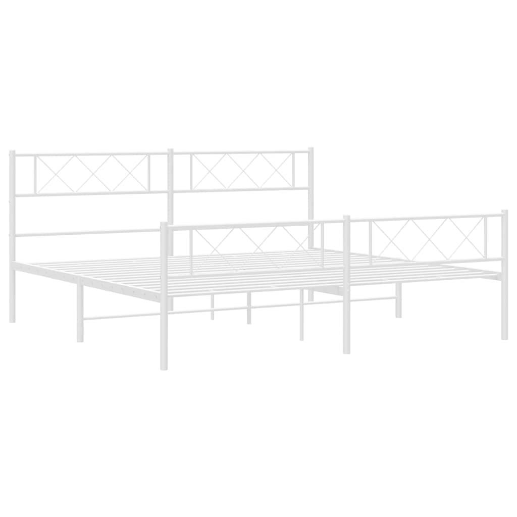 vidaXL Metal Bed Frame without Mattress with Footboard White 183x213cm 6