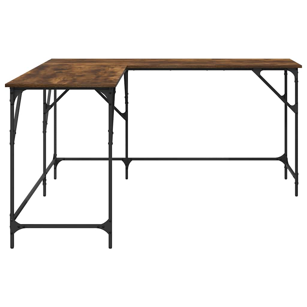 vidaXL Desk Smoked Oak 149x149x75 cm Engineered Wood 6
