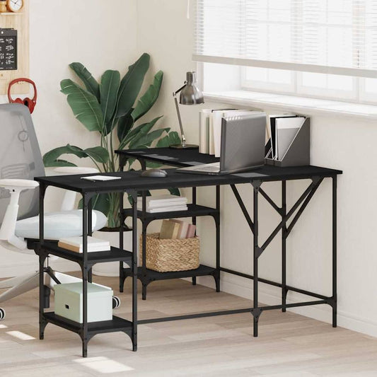 Desk 139x139x75 cm Engineered Wood Black