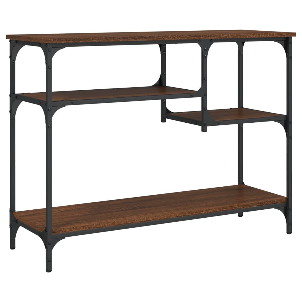 vidaXL Console Table with Shelves Brown Oak 100x35x75 cm 6